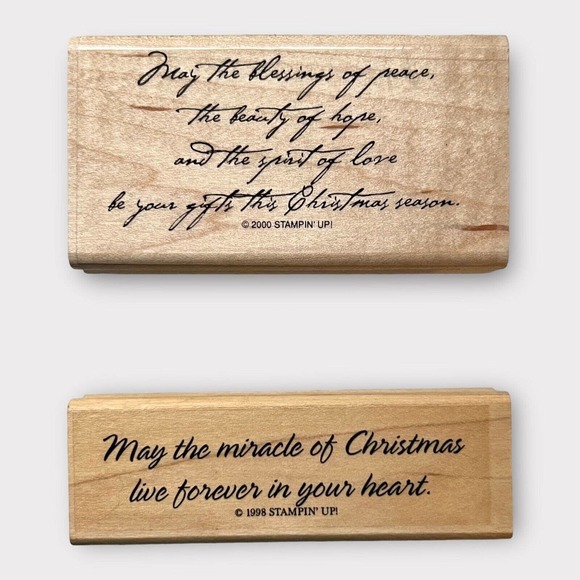Stampin' Up! Other - Stampin’ Up! Lot of 2 Vintage 1998 & 2000 Christmas Holiday Sayings Wood Stamps
